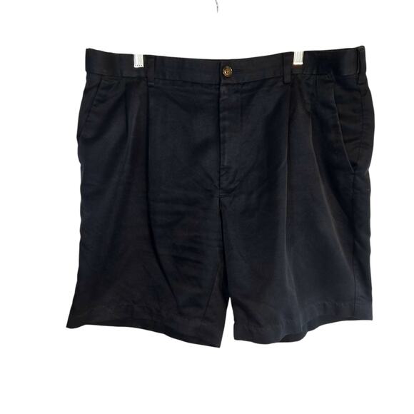 Roundtree & Yorke 38 Men's Navy Shorts Pleated Zipper Button - Picture 2 of 6